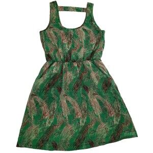 Lush Dress Medium Green Lined Sleeveless Back Strap Easy Resortwear Beach Vacay